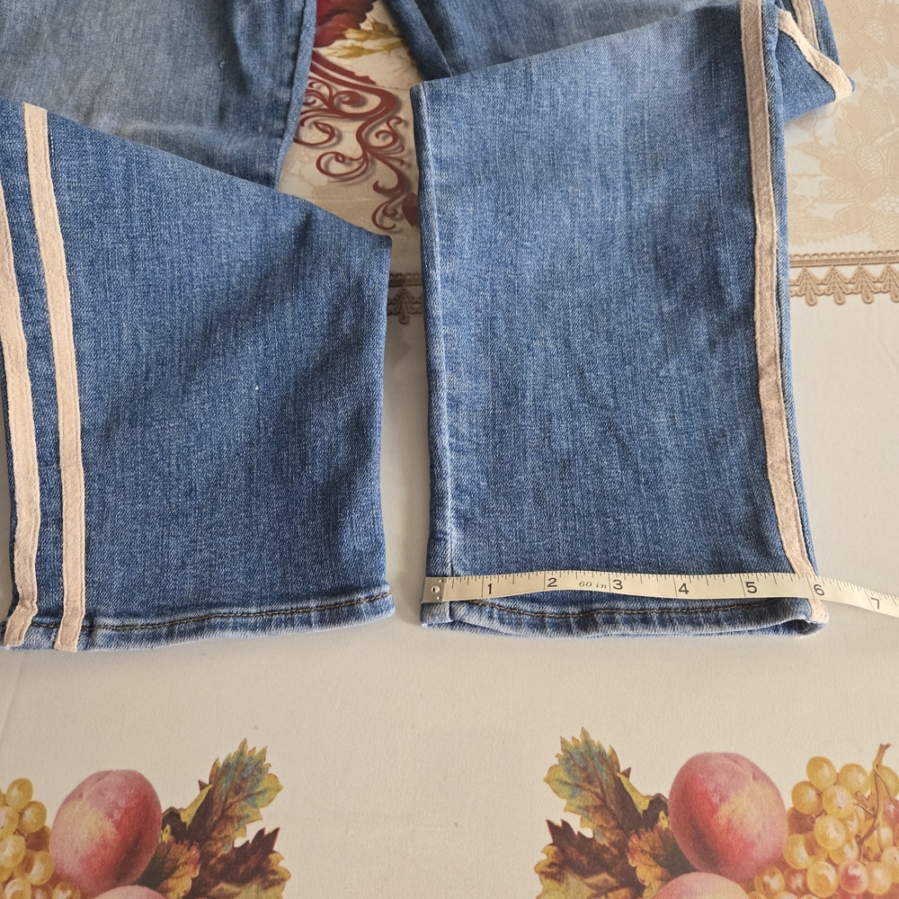 7 For All Mankind Roxanne Skinny Jeans Womens Size 32 Blue Double Racing Stripes - Picture 11 of 15